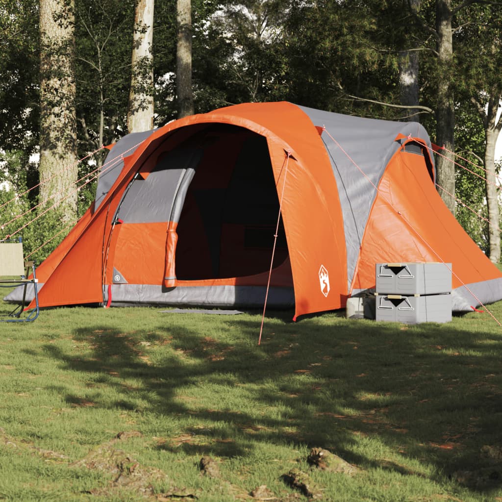 Koepeltent 6-persoons waterdicht grijs en oranje is nu te koop bij PeponiXL, paradijselijk wonen!