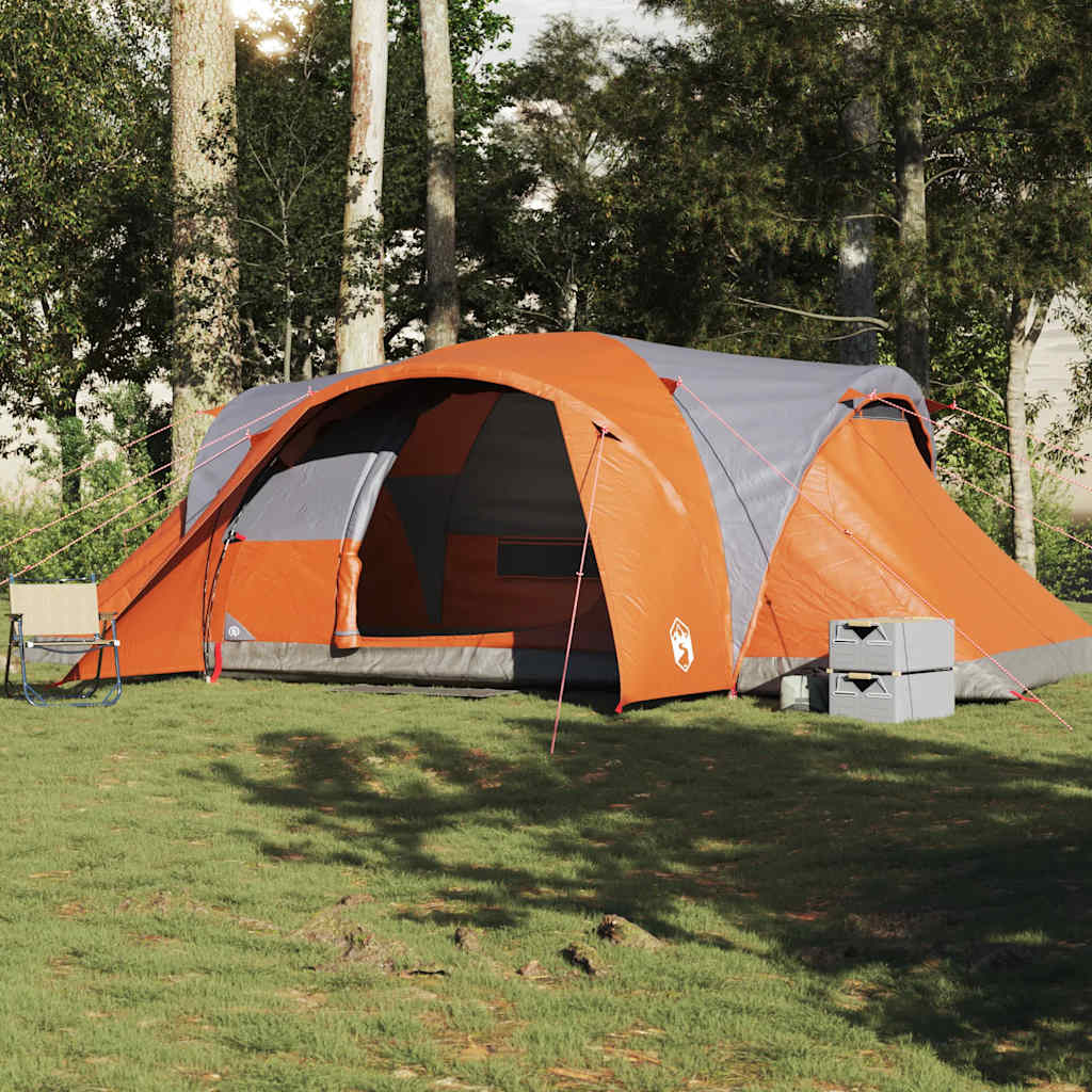 Koepeltent 6-persoons waterdicht grijs en oranje is nu te koop bij PeponiXL, paradijselijk wonen!