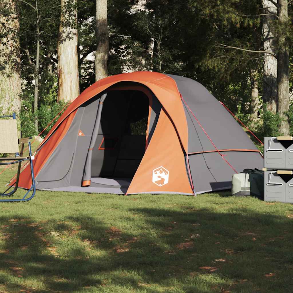 Tent 4-persoons waterdicht grijs en oranje is nu te koop bij PeponiXL, paradijselijk wonen!