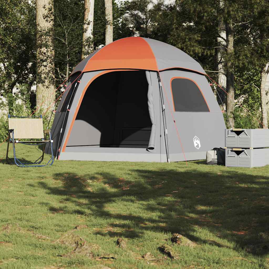 Familietent iglo 6-persoons waterdicht grijs en oranje is nu te koop bij PeponiXL, paradijselijk wonen!