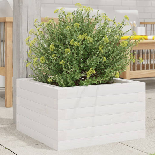 Plantenbak 40x40x23 cm massief grenenhout wit is nu te koop bij PeponiXL, paradijselijk wonen!