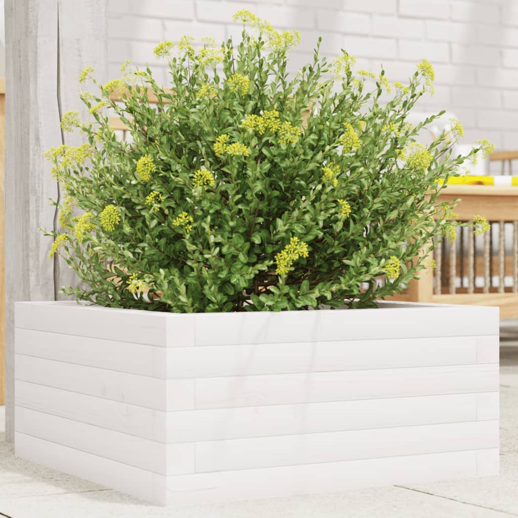 Plantenbak 50x50x23 cm massief grenenhout wit is nu te koop bij PeponiXL, paradijselijk wonen!