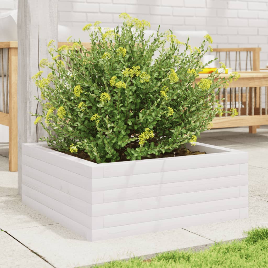 Plantenbak 60x60x23 cm massief grenenhout wit is nu te koop bij PeponiXL, paradijselijk wonen!