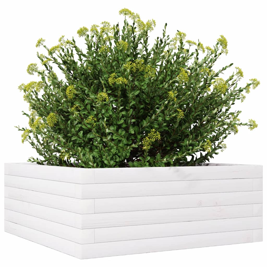 Plantenbak 60x60x23 cm massief grenenhout wit is nu te koop bij PeponiXL, paradijselijk wonen!