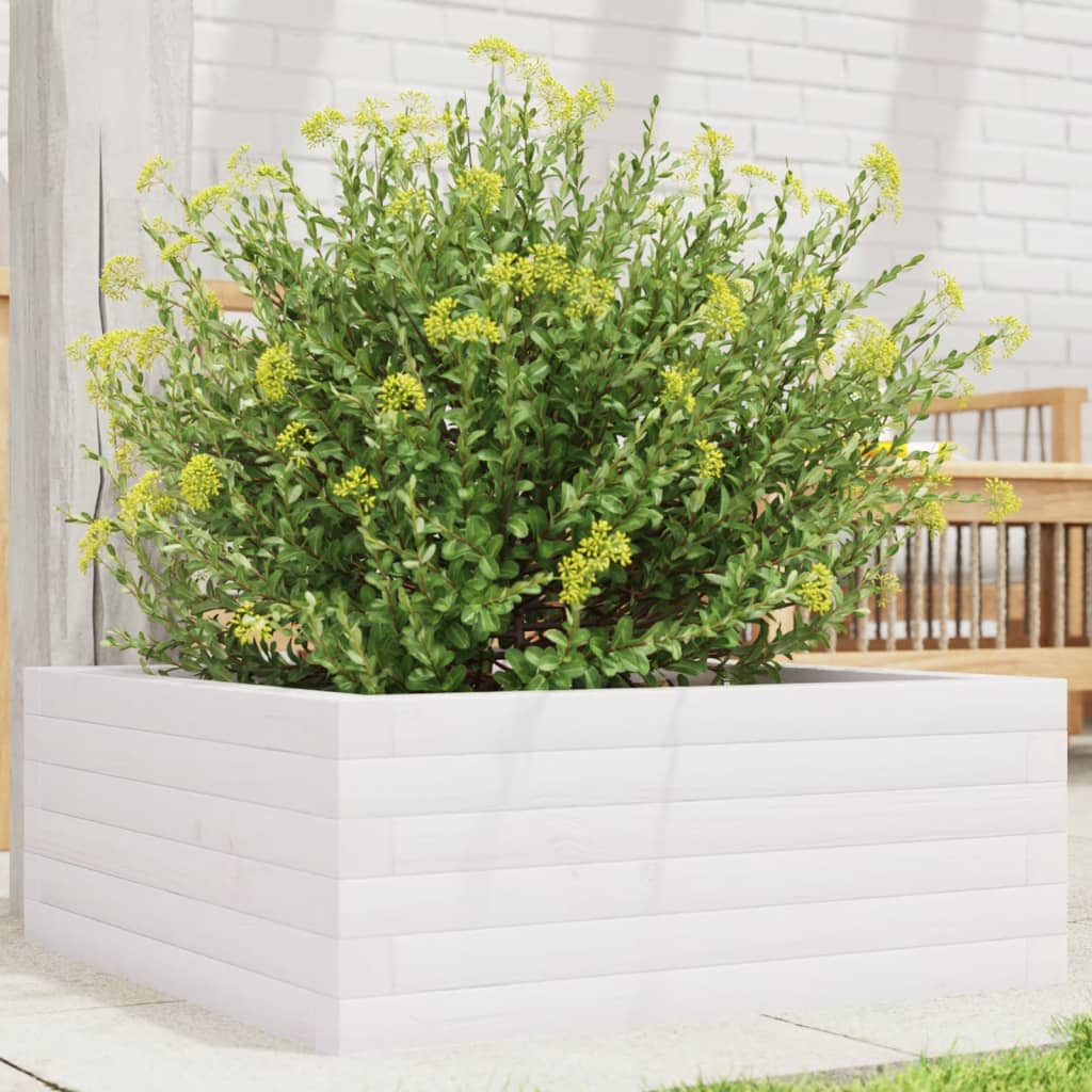 Plantenbak 60x60x23 cm massief grenenhout wit is nu te koop bij PeponiXL, paradijselijk wonen!