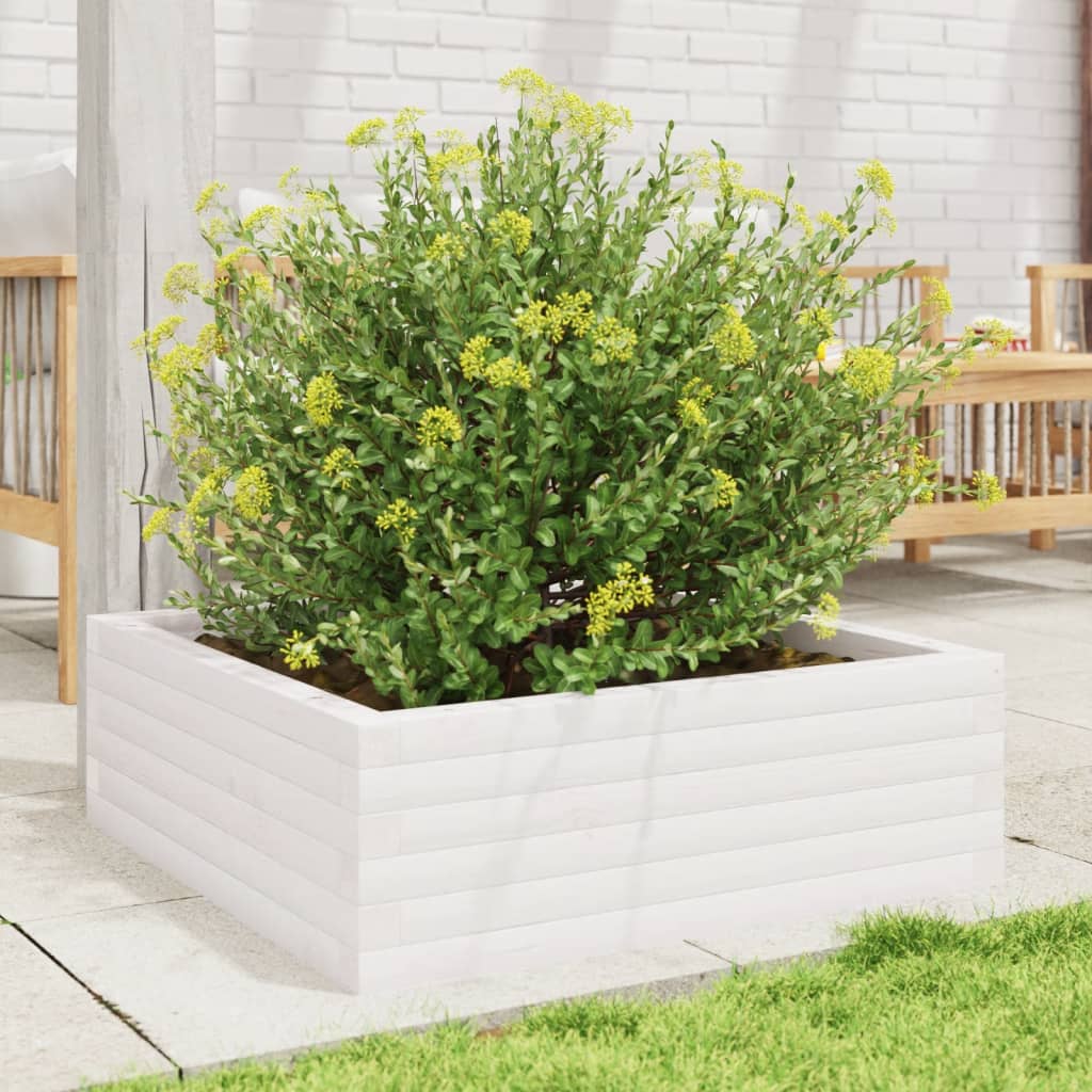 Plantenbak 70x70x23 cm massief grenenhout wit is nu te koop bij PeponiXL, paradijselijk wonen!