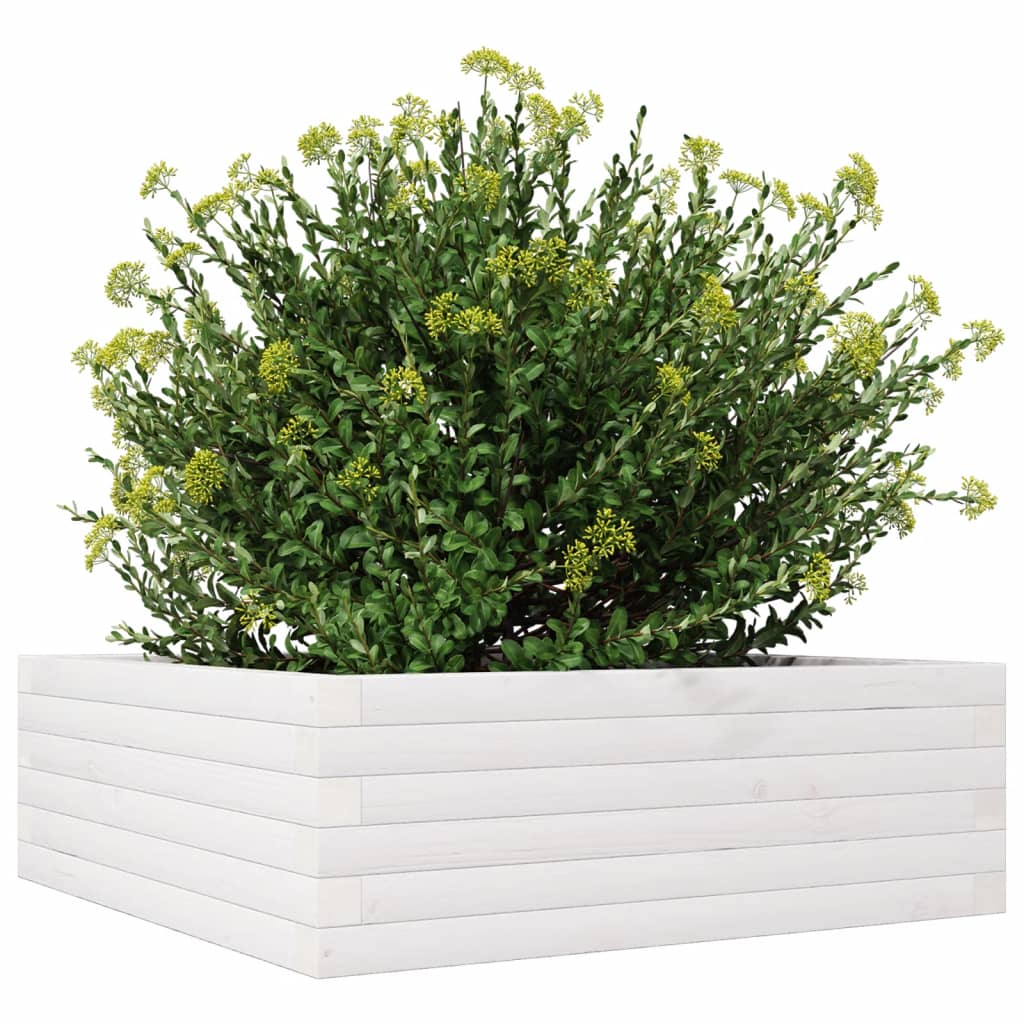 Plantenbak 70x70x23 cm massief grenenhout wit is nu te koop bij PeponiXL, paradijselijk wonen!