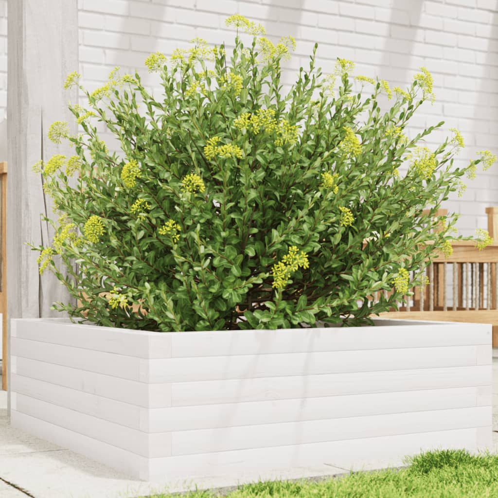 Plantenbak 70x70x23 cm massief grenenhout wit is nu te koop bij PeponiXL, paradijselijk wonen!
