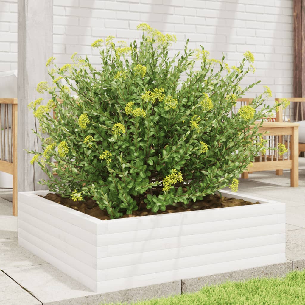 Plantenbak 80x80x23 cm massief grenenhout wit is nu te koop bij PeponiXL, paradijselijk wonen!