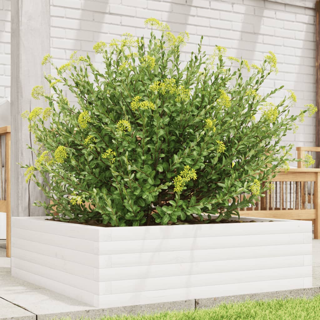 Plantenbak 80x80x23 cm massief grenenhout wit is nu te koop bij PeponiXL, paradijselijk wonen!