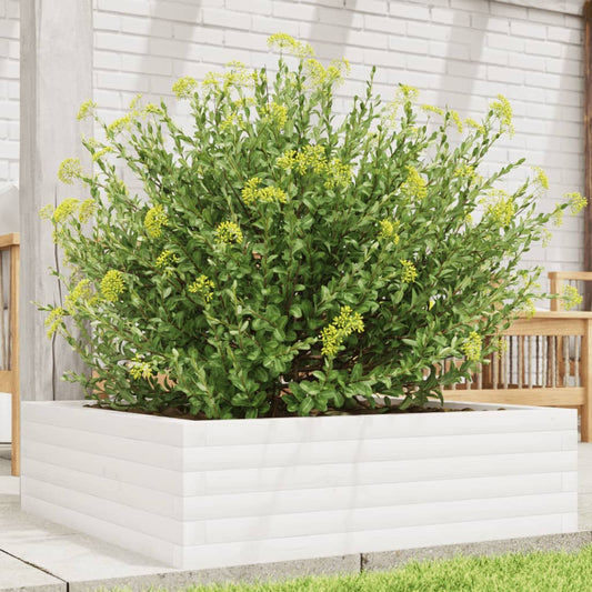 Plantenbak 80x80x23 cm massief grenenhout wit is nu te koop bij PeponiXL, paradijselijk wonen!