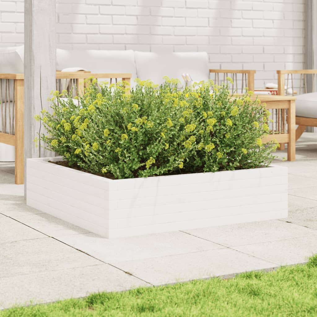 Plantenbak 90x90x23 cm massief grenenhout wit is nu te koop bij PeponiXL, paradijselijk wonen!