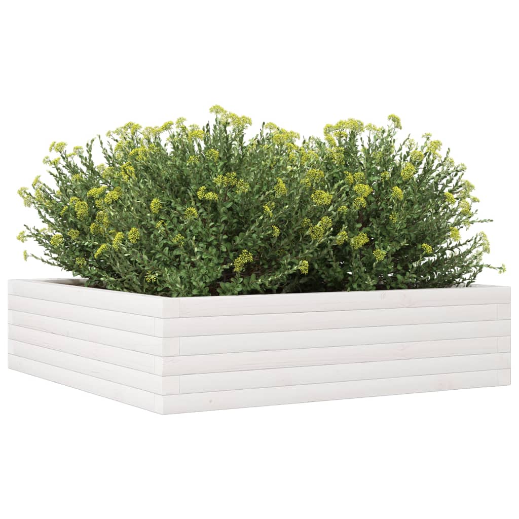 Plantenbak 90x90x23 cm massief grenenhout wit is nu te koop bij PeponiXL, paradijselijk wonen!