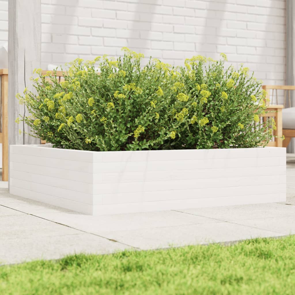 Plantenbak 90x90x23 cm massief grenenhout wit is nu te koop bij PeponiXL, paradijselijk wonen!