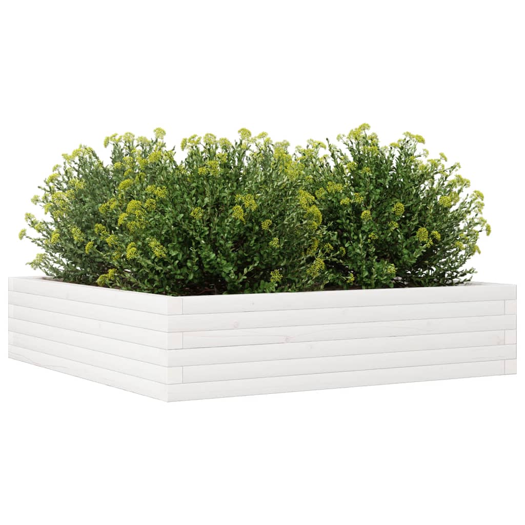 Plantenbak 100x100x23 cm massief grenenhout wit is nu te koop bij PeponiXL, paradijselijk wonen!