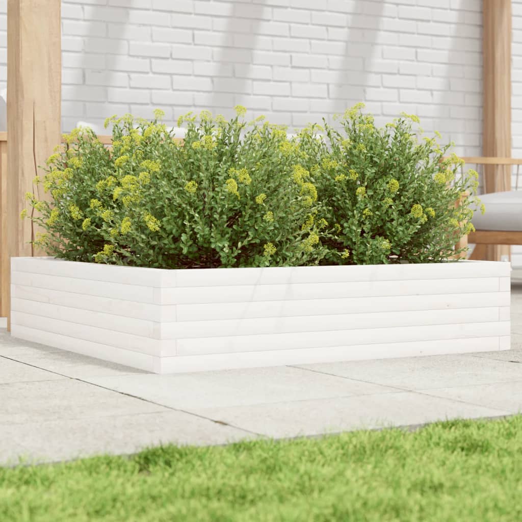 Plantenbak 100x100x23 cm massief grenenhout wit is nu te koop bij PeponiXL, paradijselijk wonen!