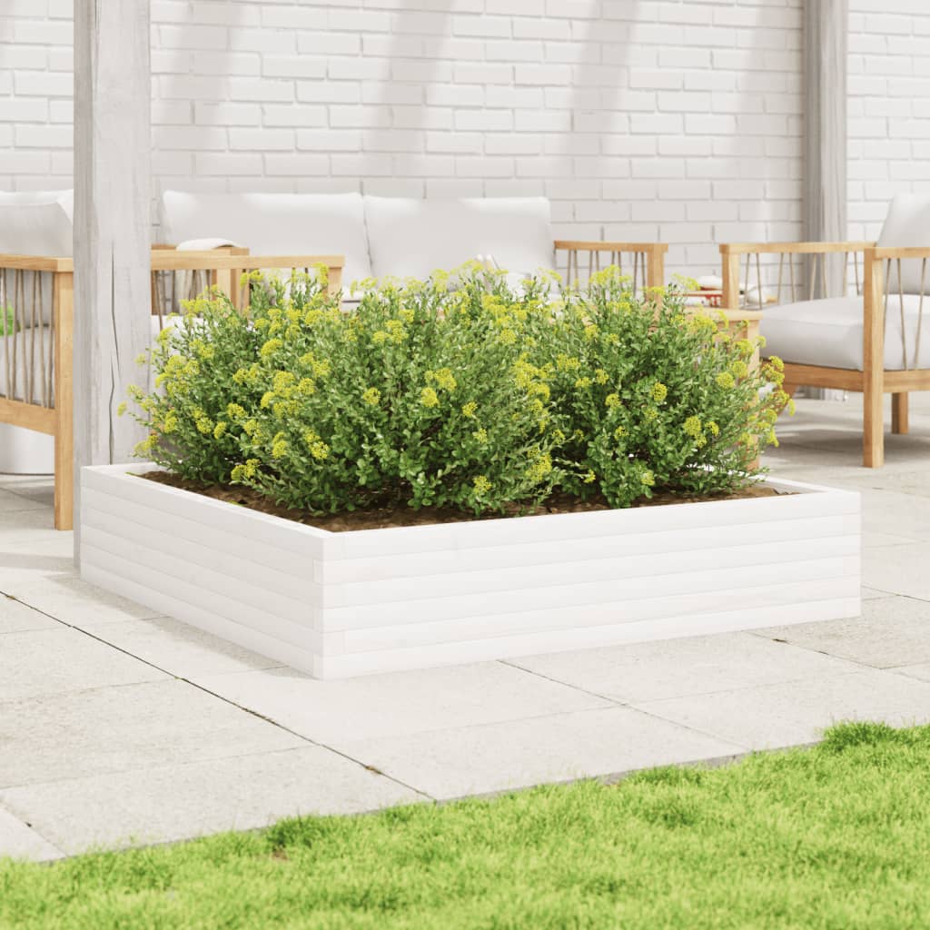 Plantenbak 110x110x23 cm massief grenenhout wit is nu te koop bij PeponiXL, paradijselijk wonen!