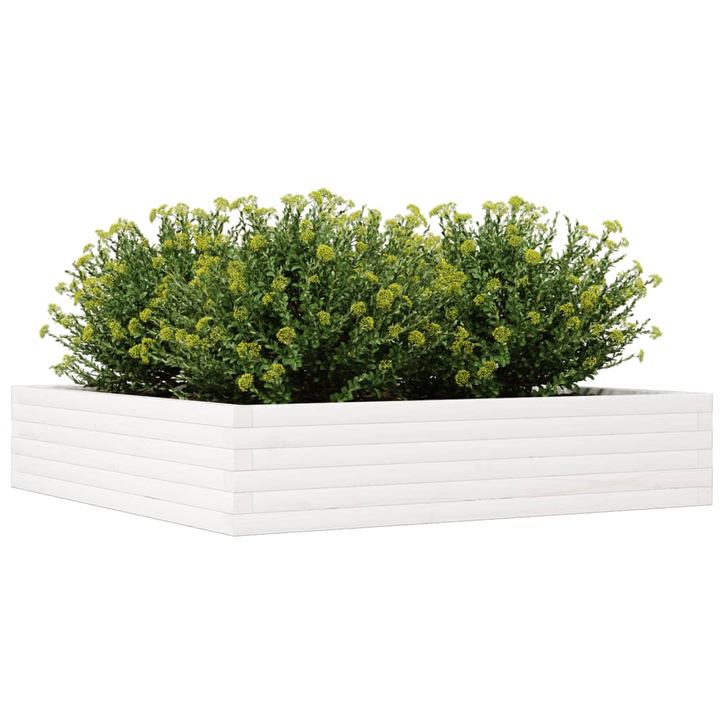 Plantenbak 110x110x23 cm massief grenenhout wit is nu te koop bij PeponiXL, paradijselijk wonen!