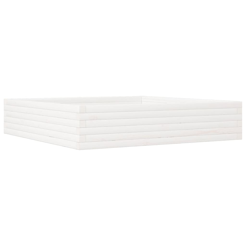Plantenbak 110x110x23 cm massief grenenhout wit is nu te koop bij PeponiXL, paradijselijk wonen!