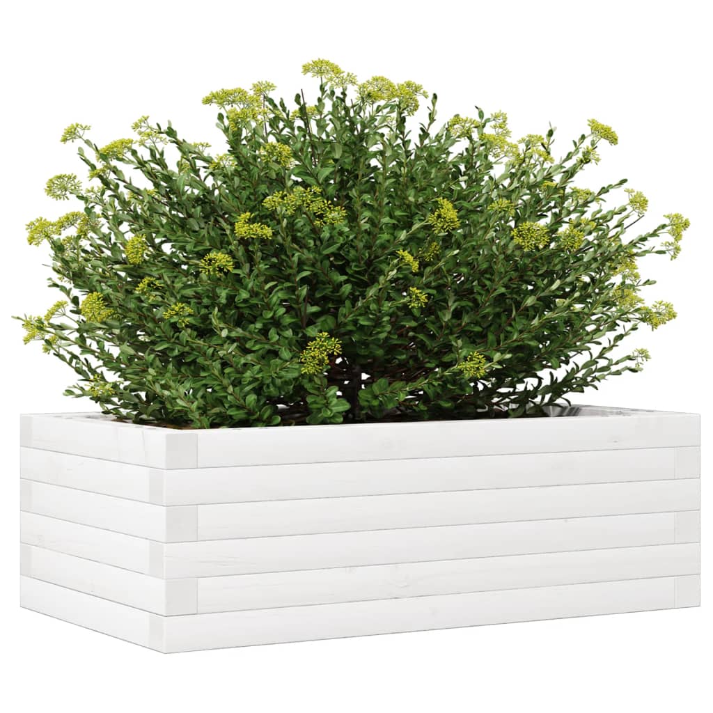 Plantenbak 70x40x23 cm massief grenenhout wit is nu te koop bij PeponiXL, paradijselijk wonen!