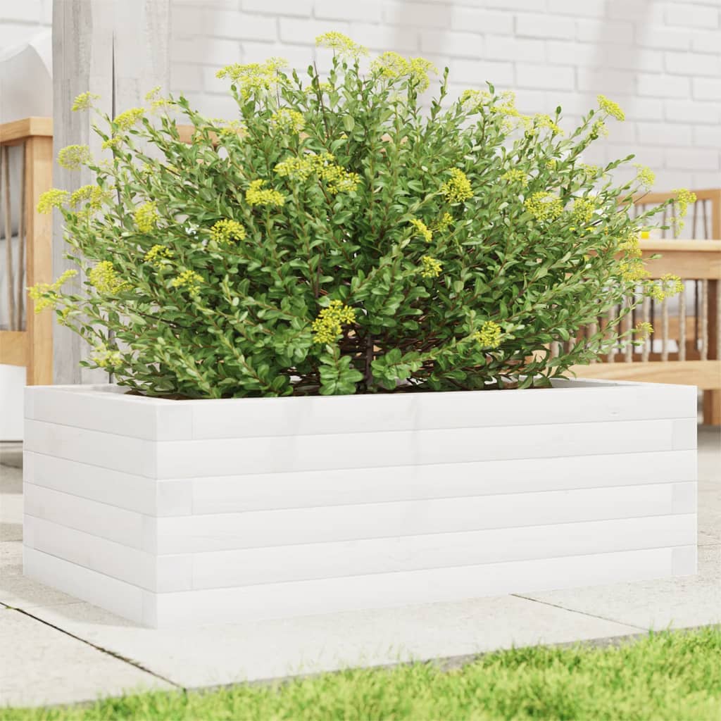 Plantenbak 70x40x23 cm massief grenenhout wit is nu te koop bij PeponiXL, paradijselijk wonen!