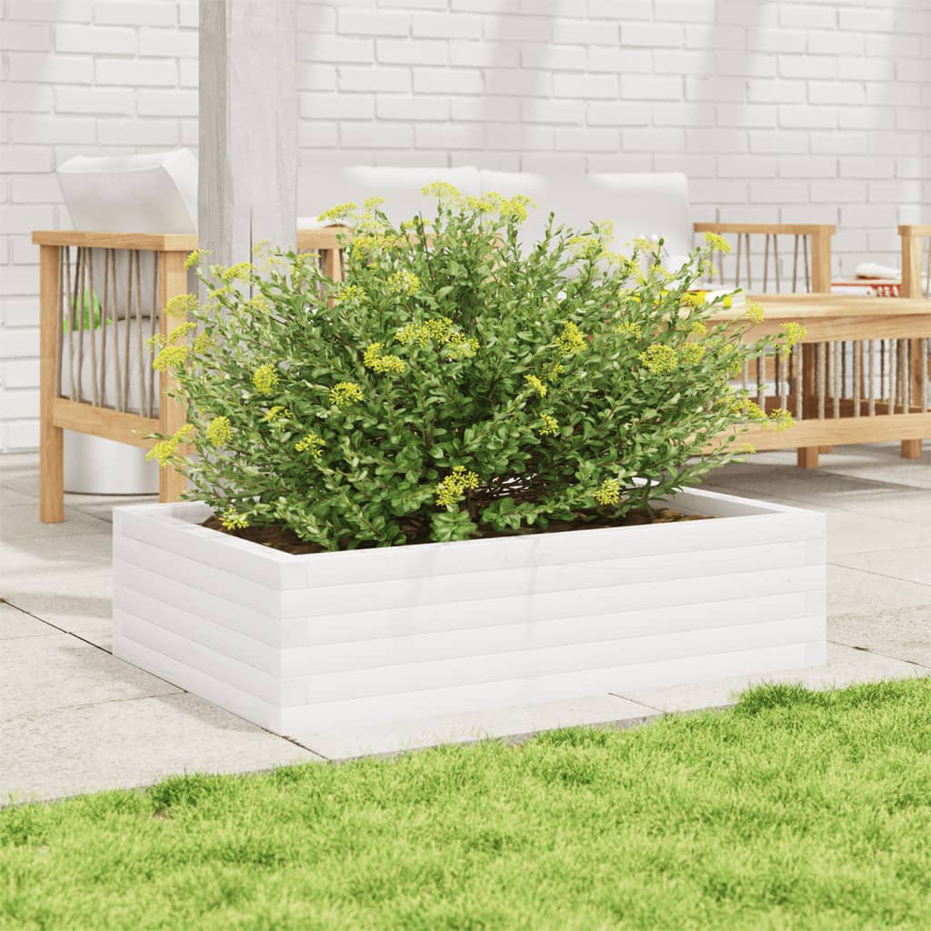 Plantenbak 90x60x23 cm massief grenenhout wit is nu te koop bij PeponiXL, paradijselijk wonen!