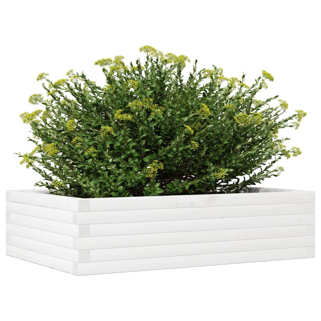 Plantenbak 90x60x23 cm massief grenenhout wit is nu te koop bij PeponiXL, paradijselijk wonen!