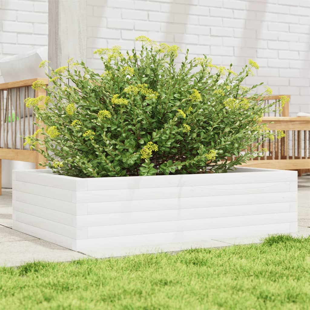 Plantenbak 90x60x23 cm massief grenenhout wit is nu te koop bij PeponiXL, paradijselijk wonen!