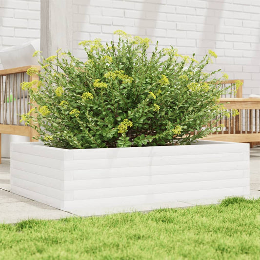 Plantenbak 90x60x23 cm massief grenenhout wit is nu te koop bij PeponiXL, paradijselijk wonen!