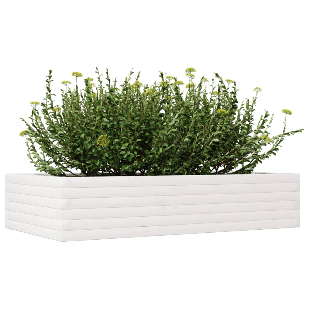 Plantenbak 110x60x23 cm massief grenenhout wit is nu te koop bij PeponiXL, paradijselijk wonen!