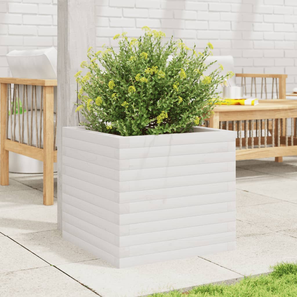 Plantenbak 50x50x45,5 cm massief grenenhout wit is nu te koop bij PeponiXL, paradijselijk wonen!
