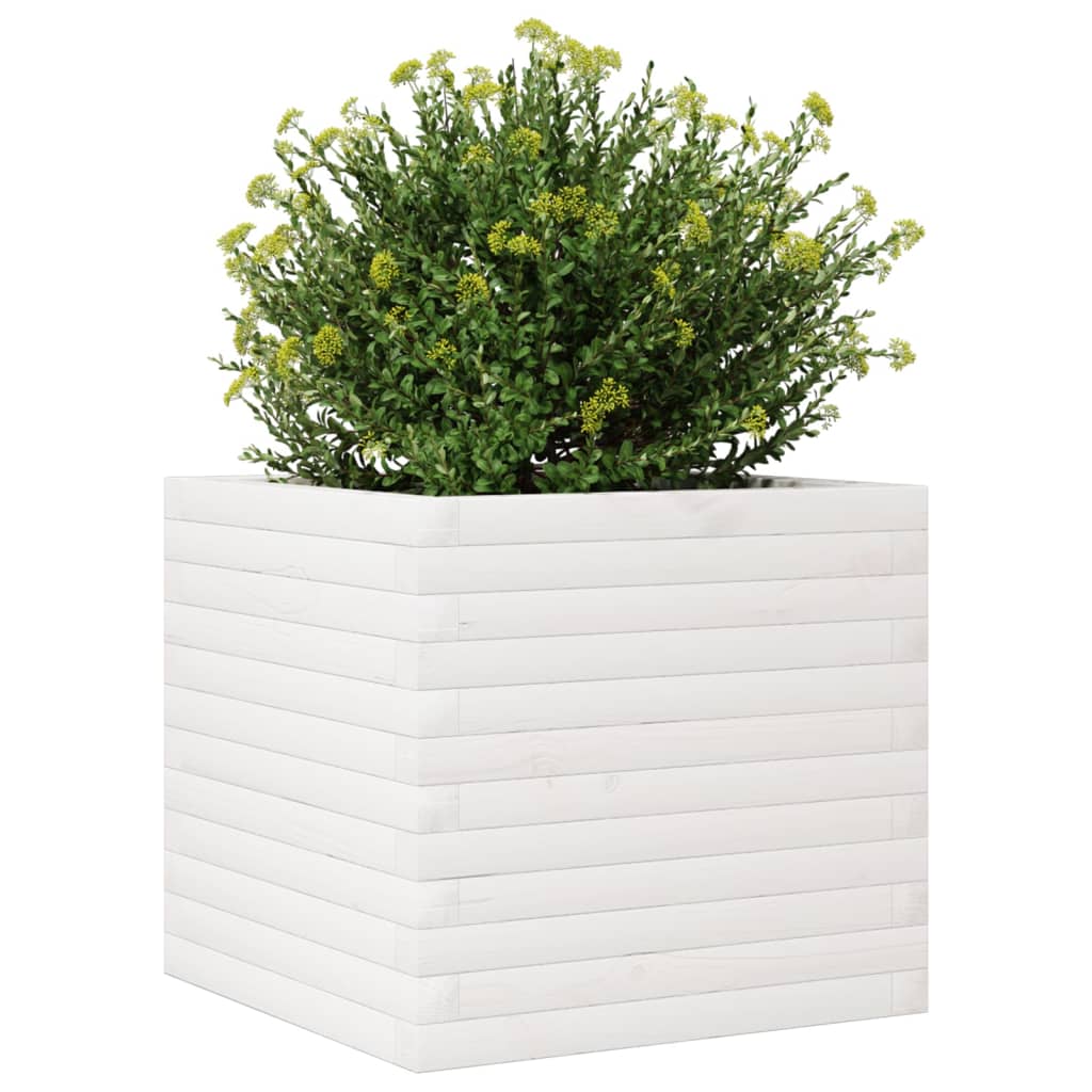 Plantenbak 50x50x45,5 cm massief grenenhout wit is nu te koop bij PeponiXL, paradijselijk wonen!