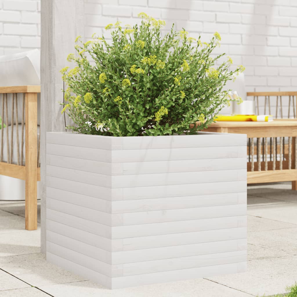 Plantenbak 50x50x45,5 cm massief grenenhout wit is nu te koop bij PeponiXL, paradijselijk wonen!