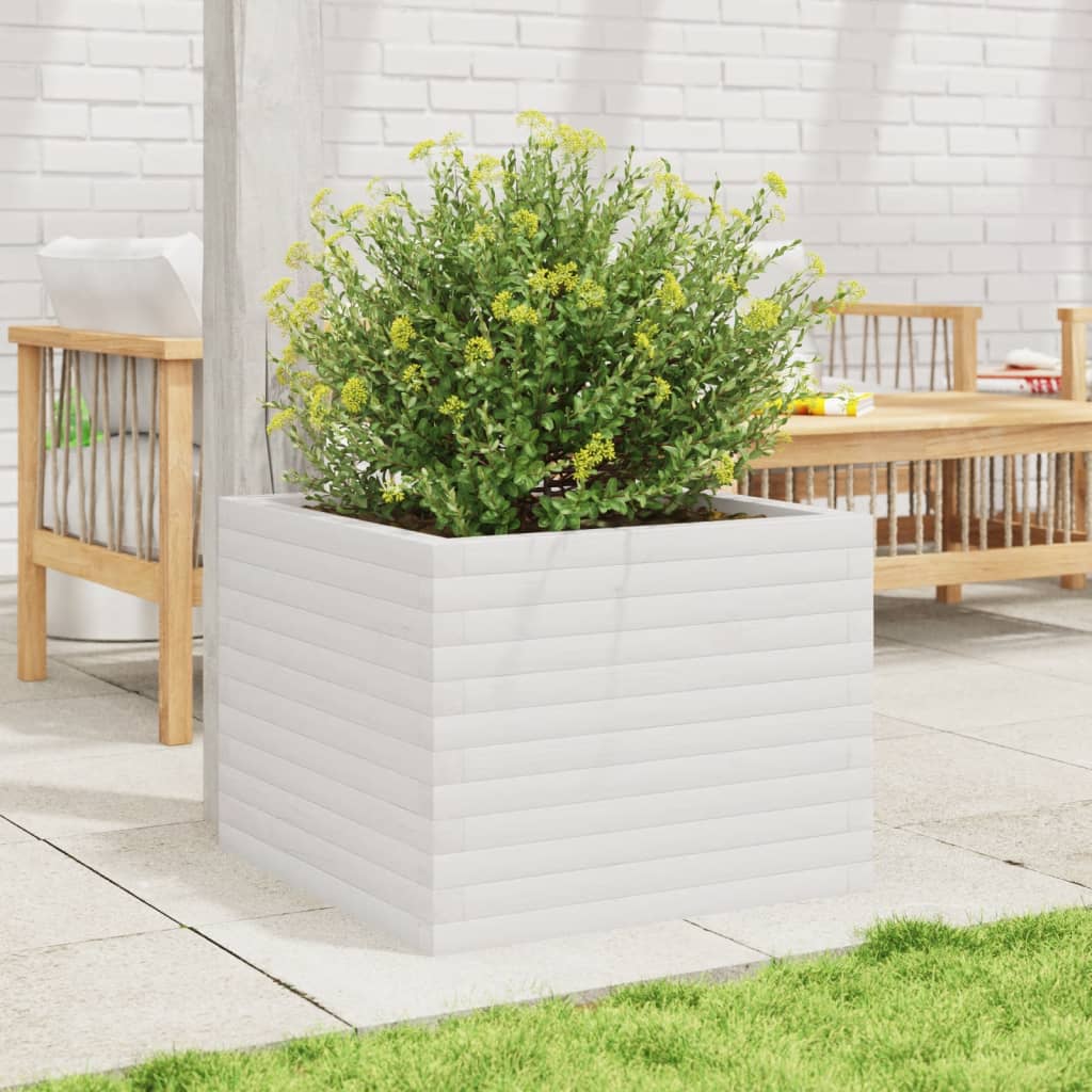Plantenbak 60x60x45,5 cm massief grenenhout wit is nu te koop bij PeponiXL, paradijselijk wonen!