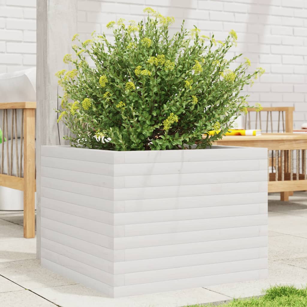 Plantenbak 60x60x45,5 cm massief grenenhout wit is nu te koop bij PeponiXL, paradijselijk wonen!