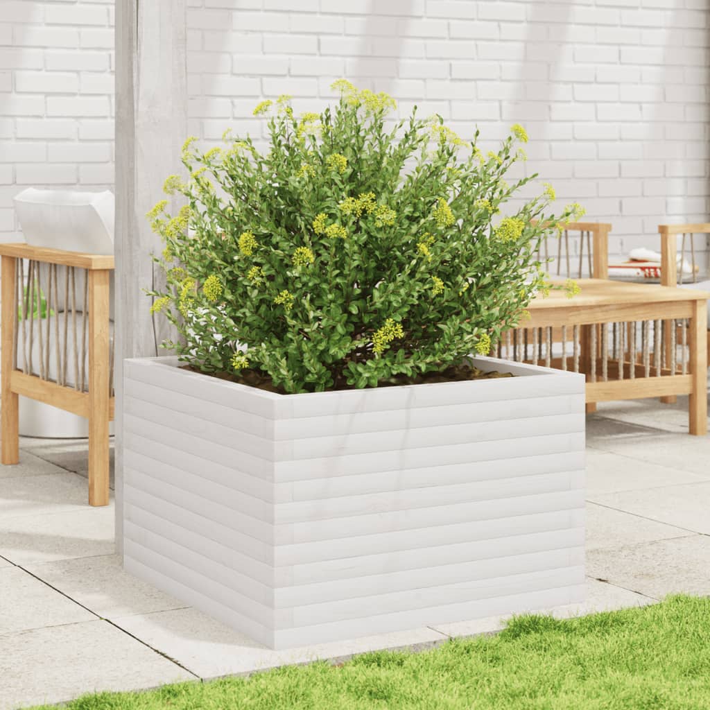 Plantenbak 70x70x45,5 cm massief grenenhout wit is nu te koop bij PeponiXL, paradijselijk wonen!