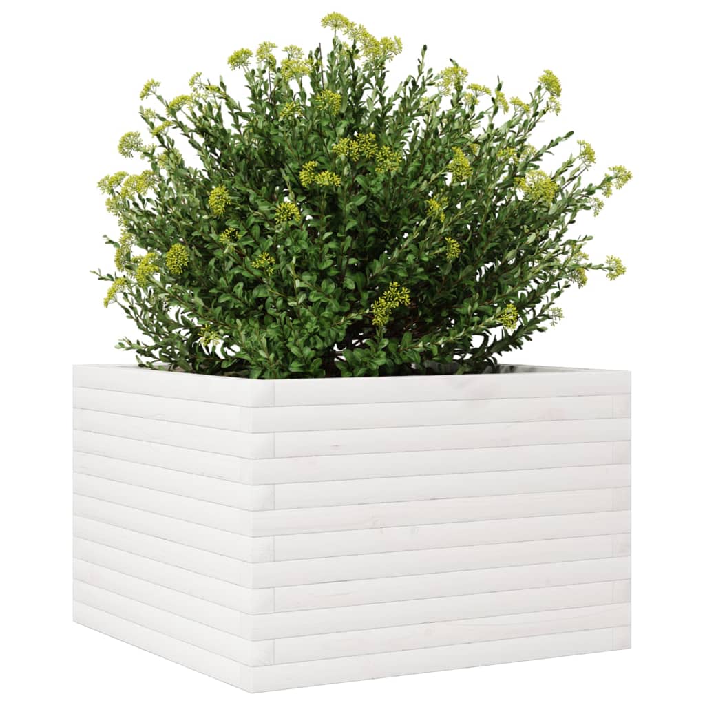 Plantenbak 70x70x45,5 cm massief grenenhout wit is nu te koop bij PeponiXL, paradijselijk wonen!