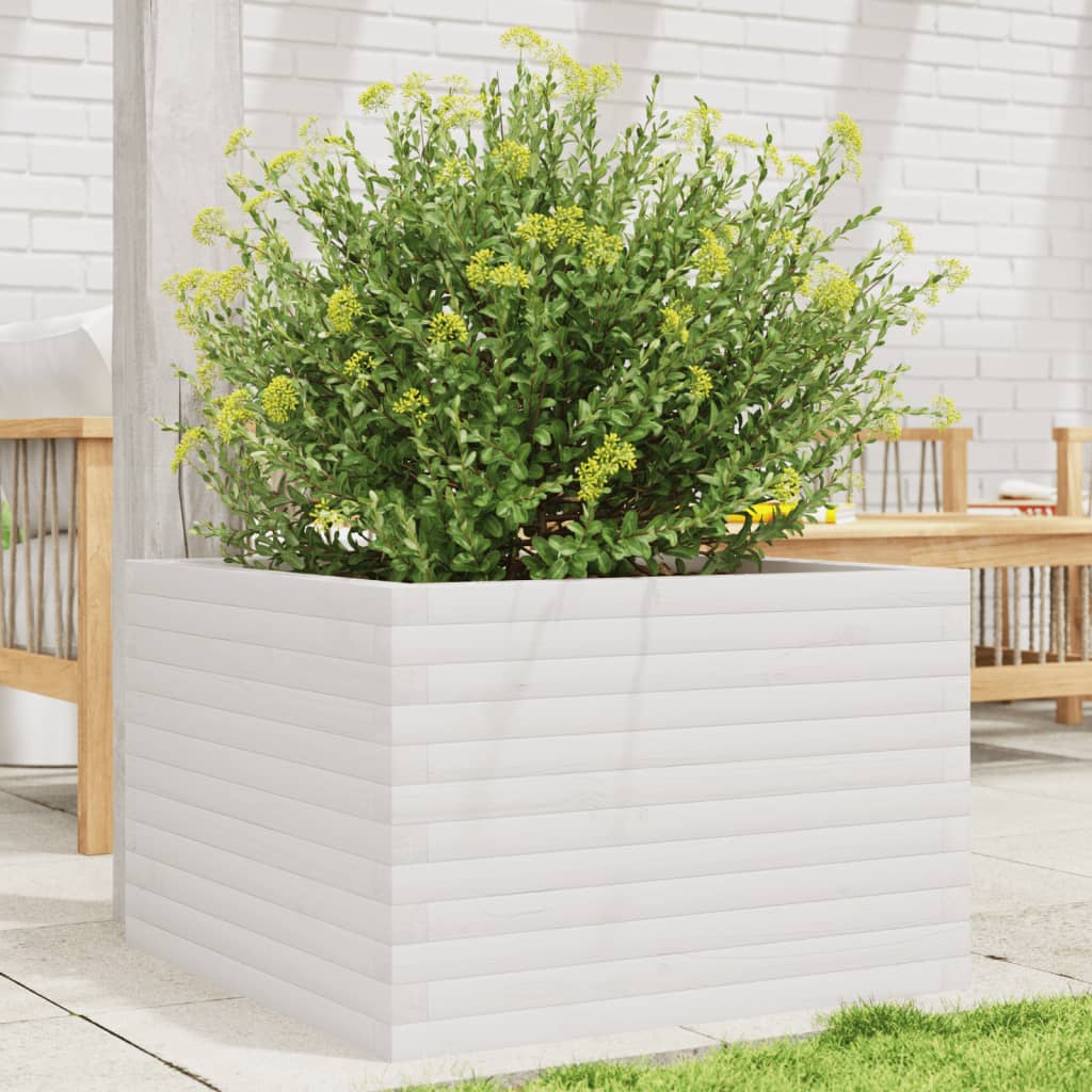 Plantenbak 70x70x45,5 cm massief grenenhout wit is nu te koop bij PeponiXL, paradijselijk wonen!