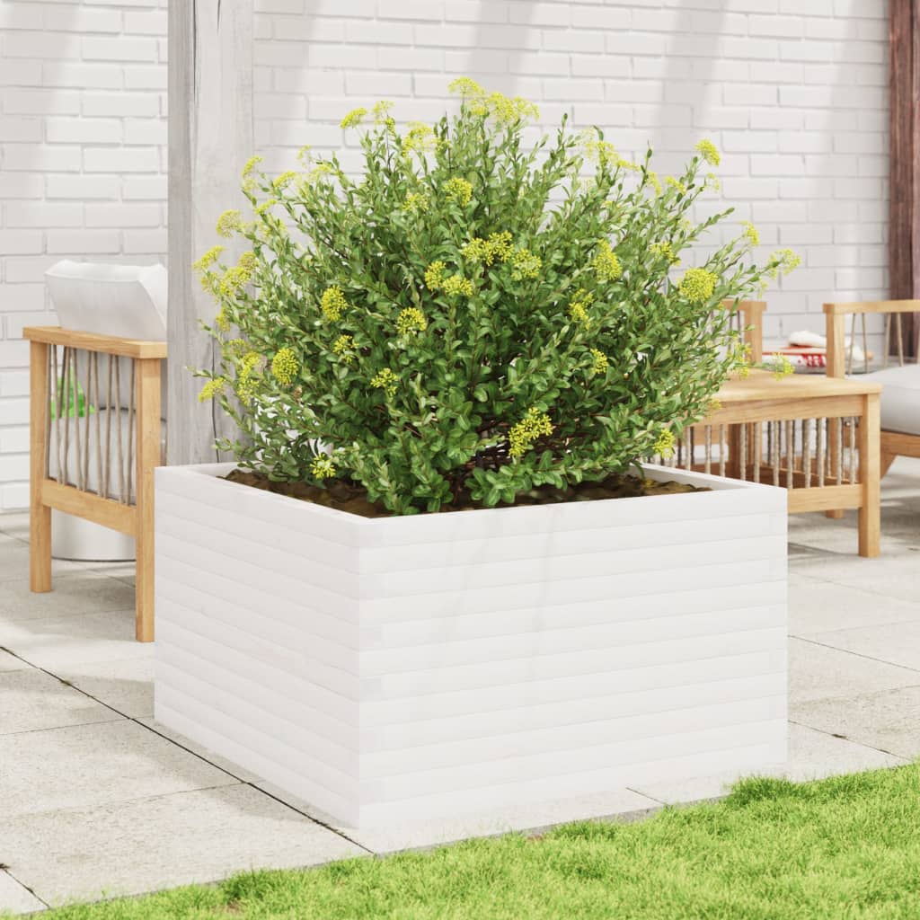Plantenbak 80x80x45,5 cm massief grenenhout wit is nu te koop bij PeponiXL, paradijselijk wonen!