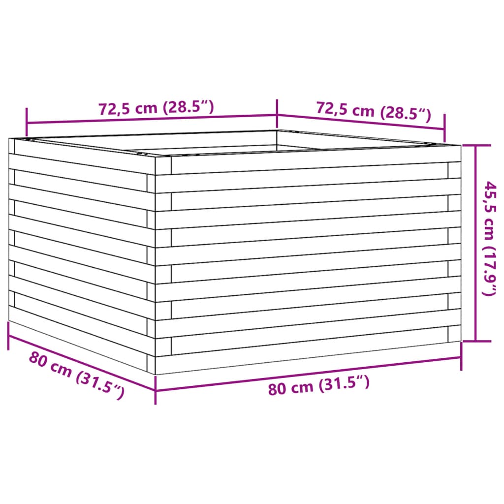 Plantenbak 80x80x45,5 cm massief grenenhout wit is nu te koop bij PeponiXL, paradijselijk wonen!