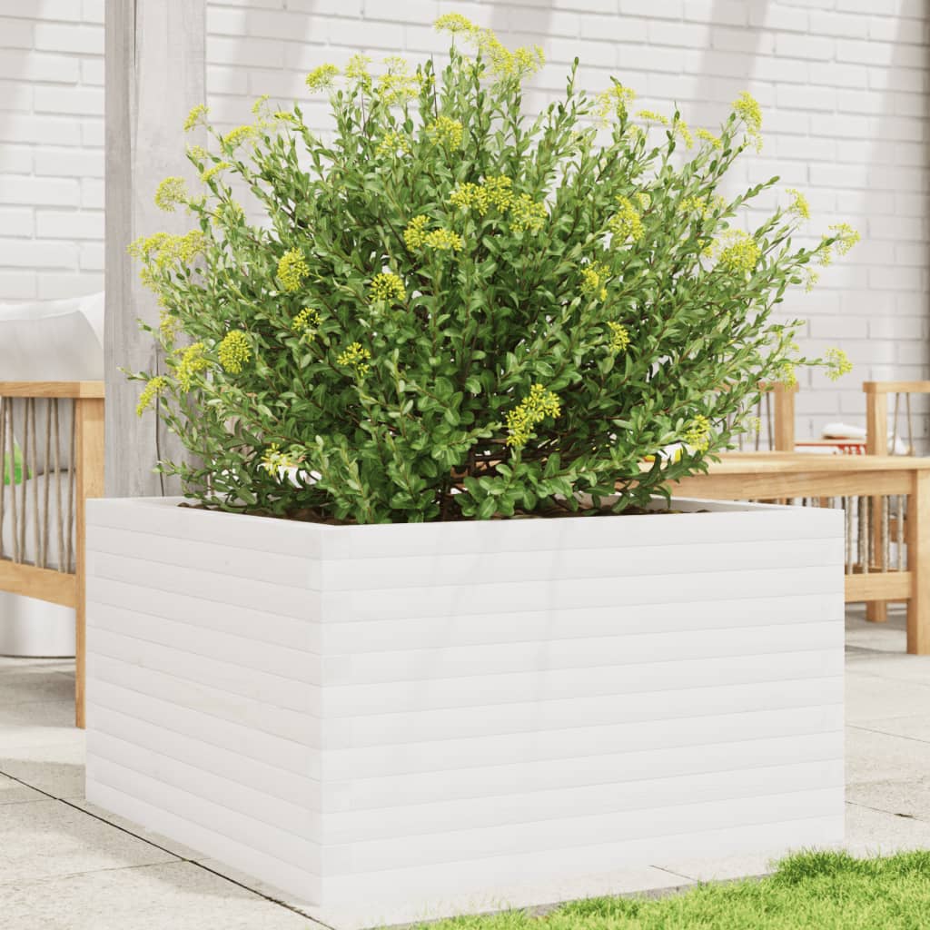 Plantenbak 80x80x45,5 cm massief grenenhout wit is nu te koop bij PeponiXL, paradijselijk wonen!