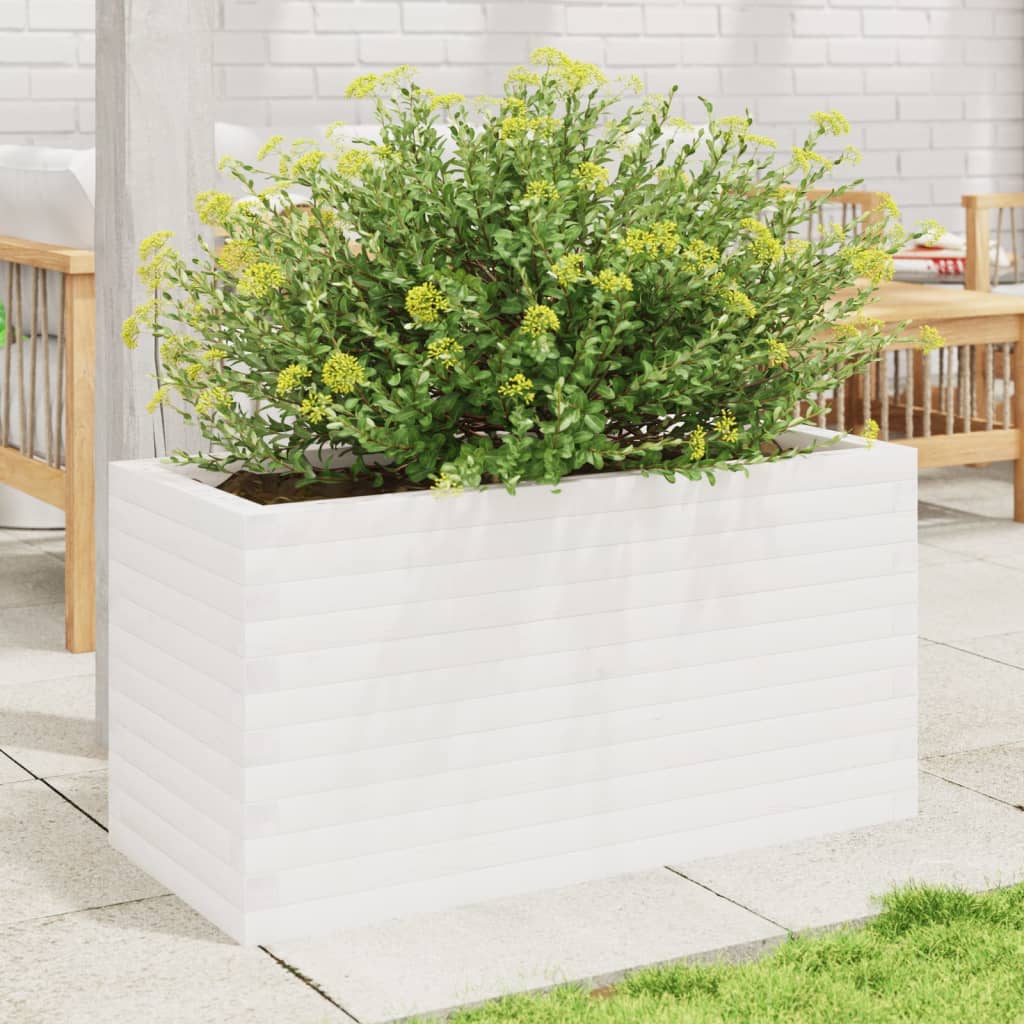 Plantenbak 90x40x45,5 cm massief grenenhout wit is nu te koop bij PeponiXL, paradijselijk wonen!