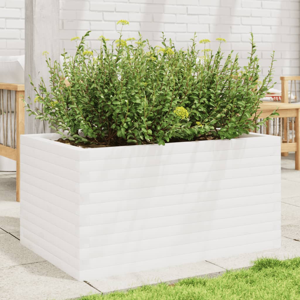 Plantenbak 90x60x45,5 cm massief grenenhout wit is nu te koop bij PeponiXL, paradijselijk wonen!