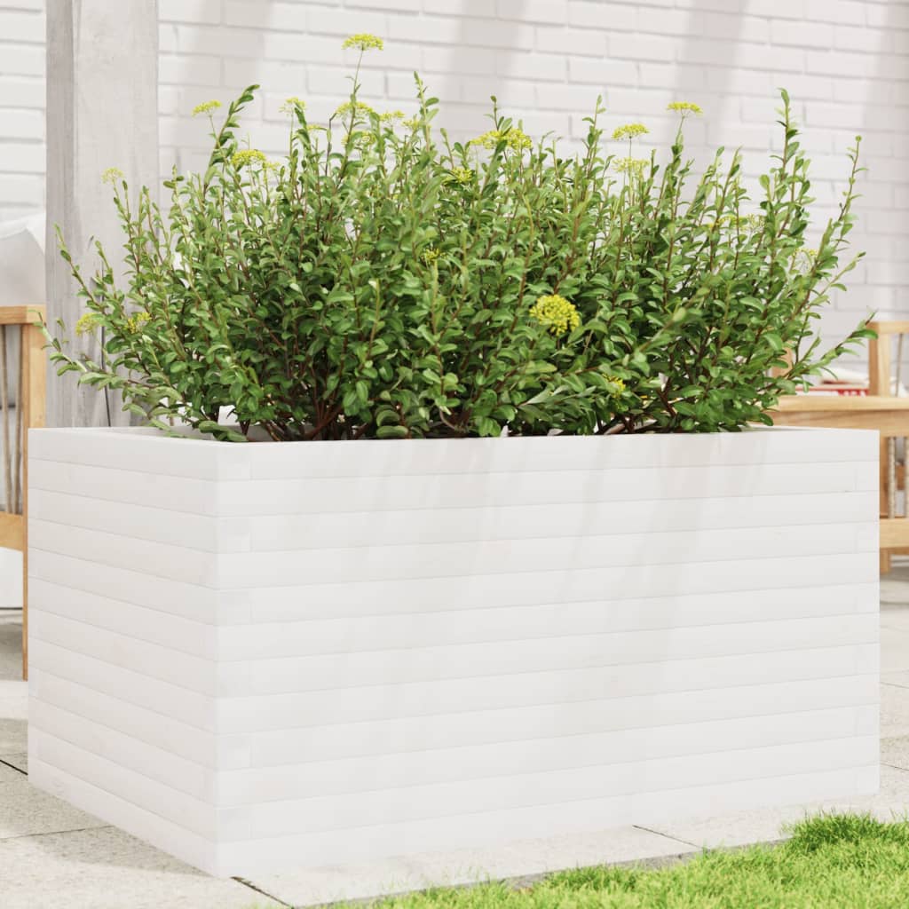 Plantenbak 90x60x45,5 cm massief grenenhout wit is nu te koop bij PeponiXL, paradijselijk wonen!
