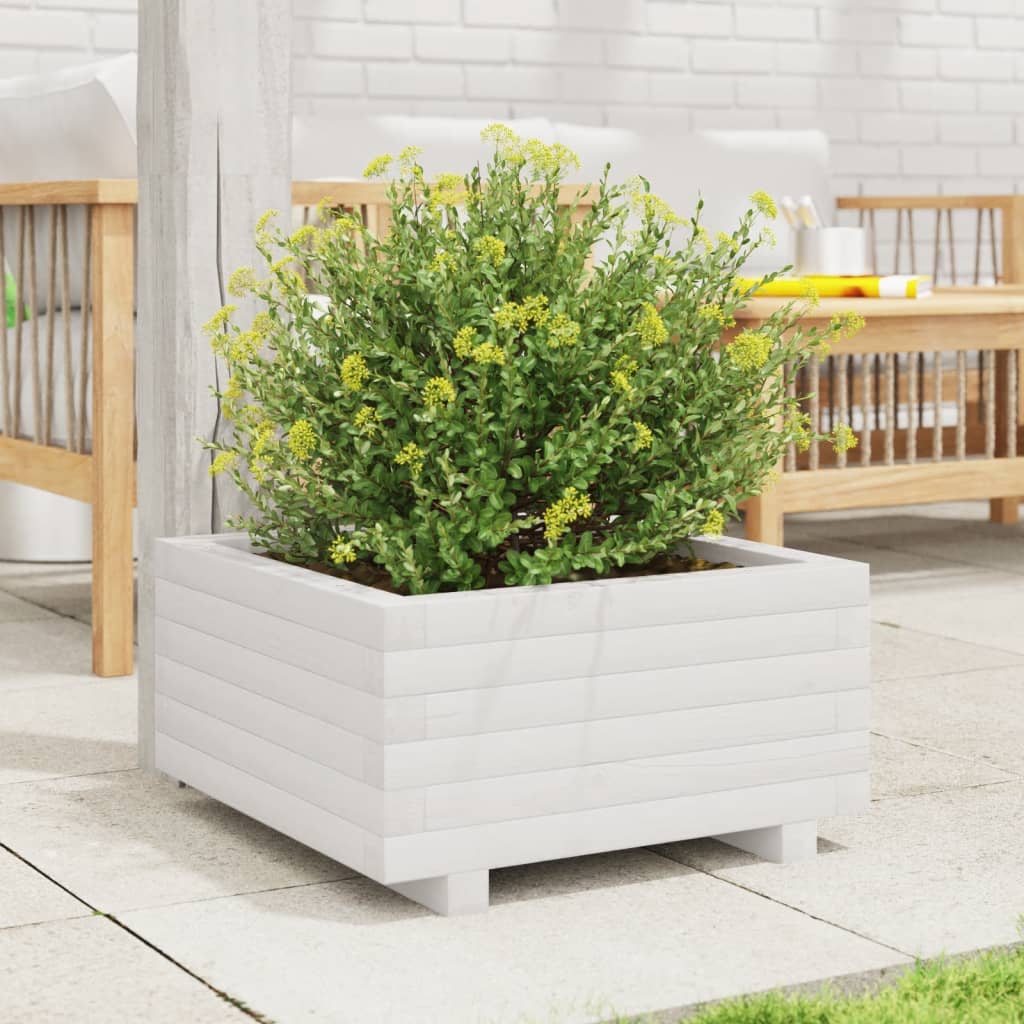 Plantenbak 50x50x26,5 cm massief grenenhout wit is nu te koop bij PeponiXL, paradijselijk wonen!