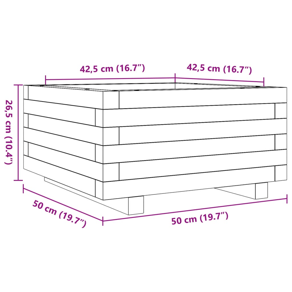 Plantenbak 50x50x26,5 cm massief grenenhout wit is nu te koop bij PeponiXL, paradijselijk wonen!