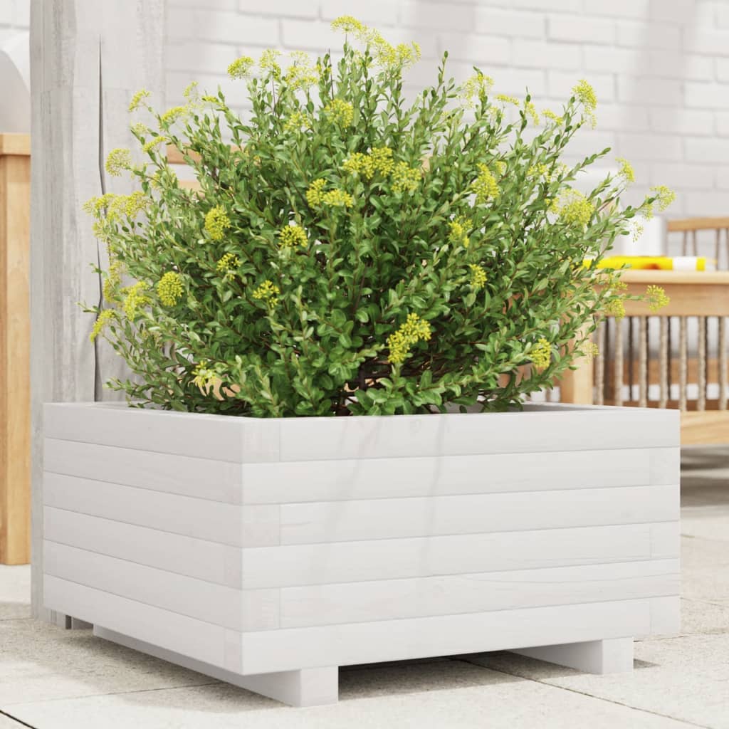 Plantenbak 50x50x26,5 cm massief grenenhout wit is nu te koop bij PeponiXL, paradijselijk wonen!