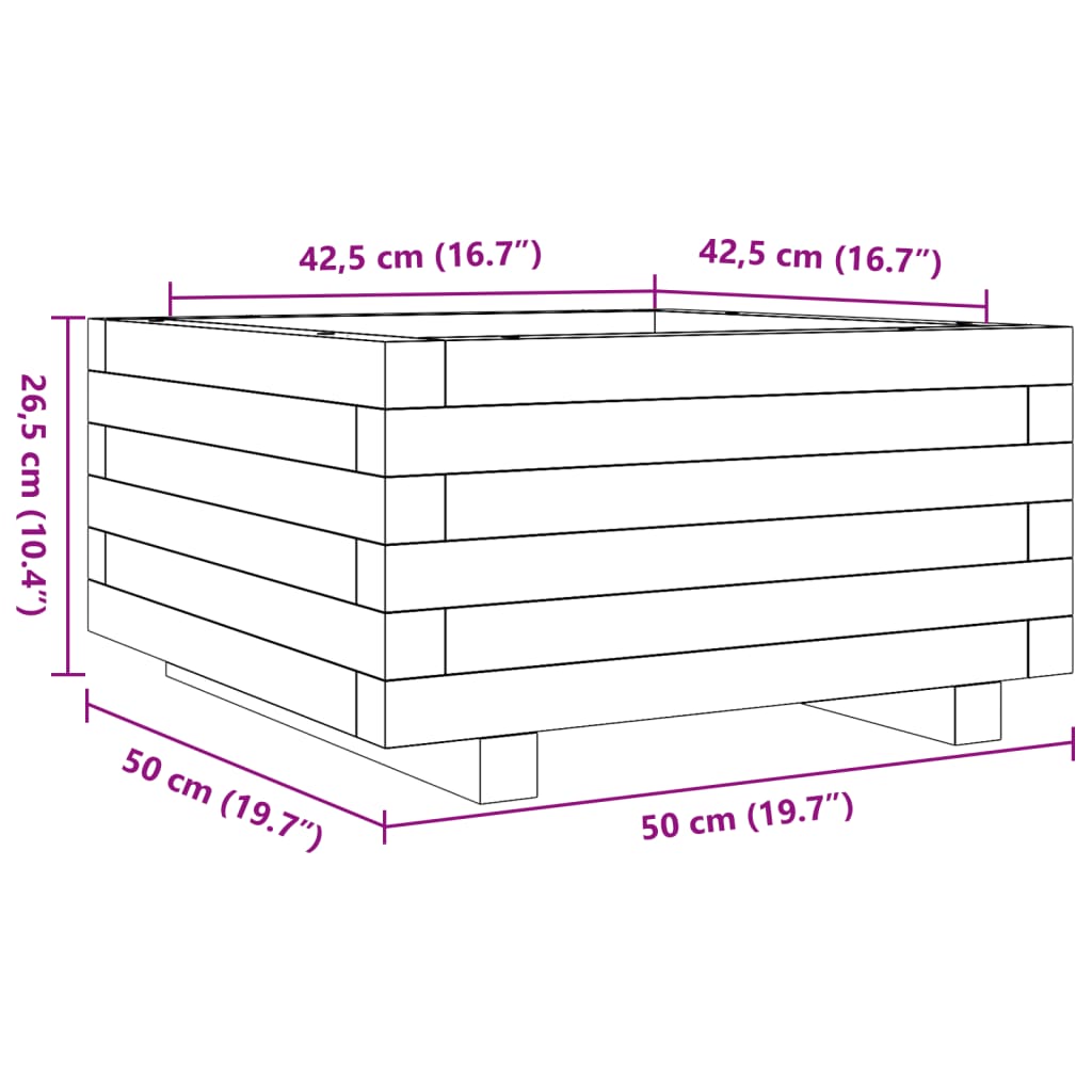 Plantenbak 50x50x26,5 cm geïmpregneerd grenenhout is nu te koop bij PeponiXL, paradijselijk wonen!