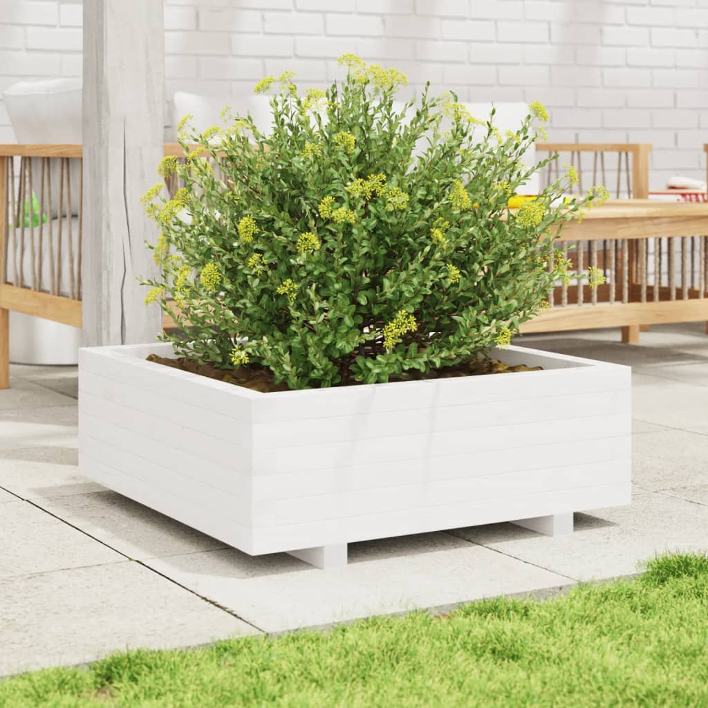 Plantenbak 70x70x26,5 cm massief grenenhout wit is nu te koop bij PeponiXL, paradijselijk wonen!