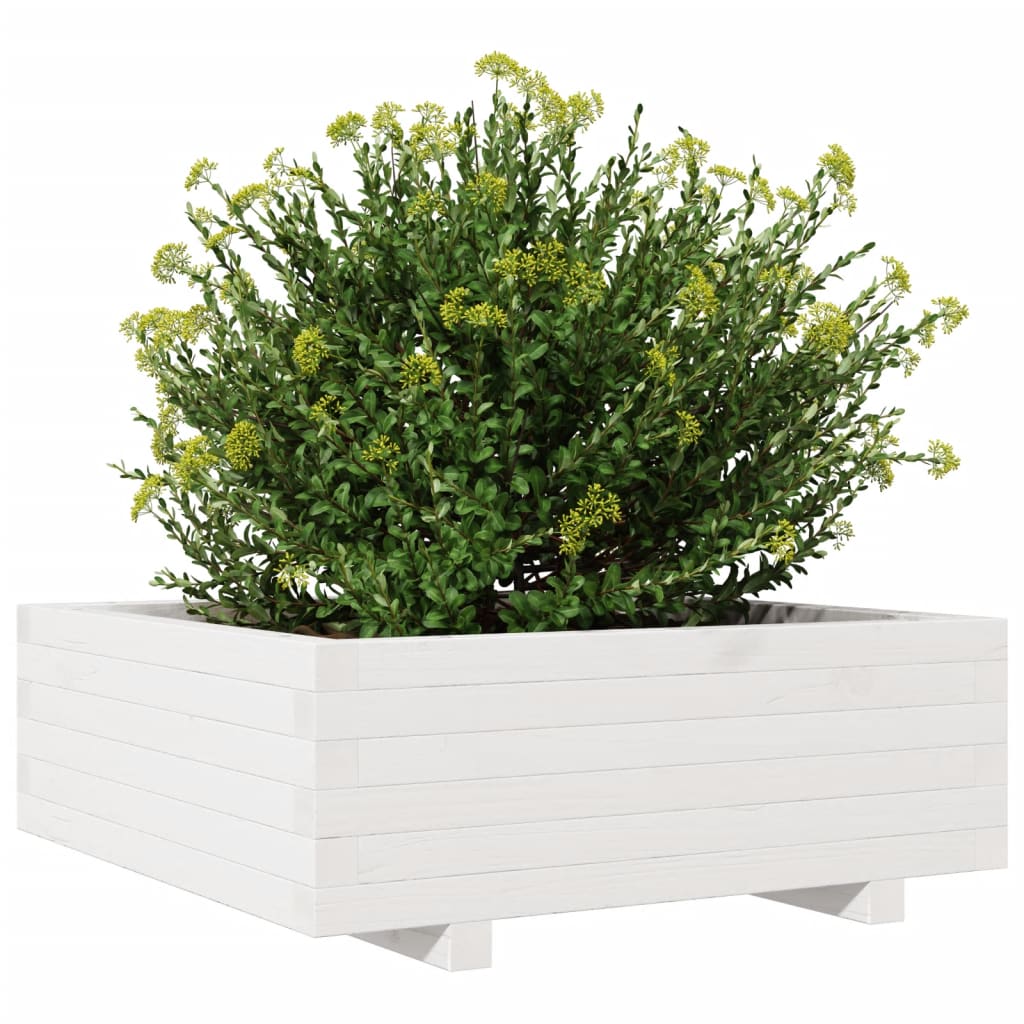 Plantenbak 70x70x26,5 cm massief grenenhout wit is nu te koop bij PeponiXL, paradijselijk wonen!